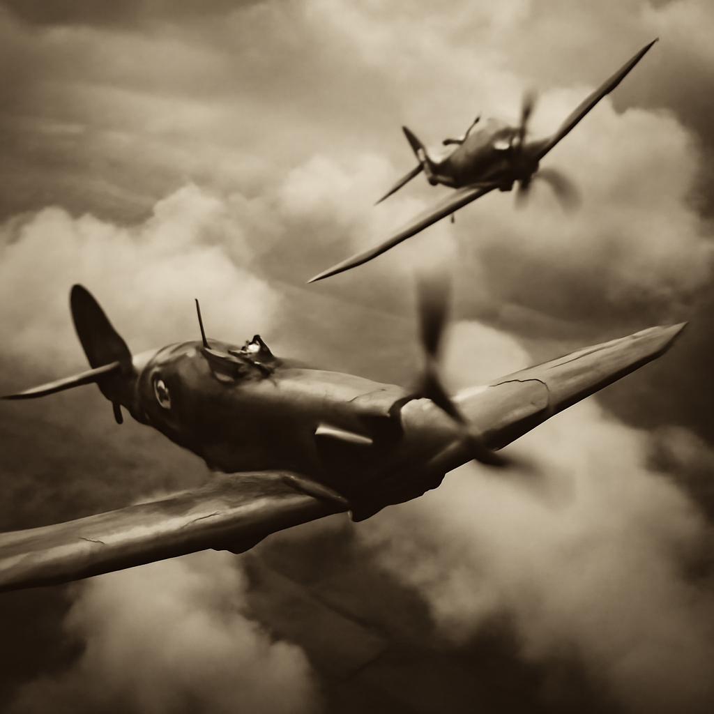 Supermarine Spitfire with distinctive elliptical wings, iconic WWII fighter aircraft design feature.