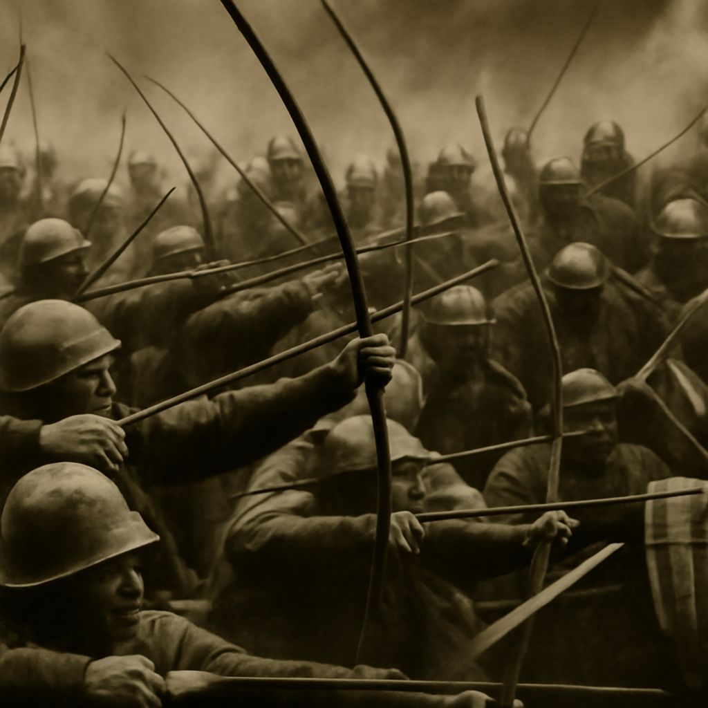 Medieval archers and knights clash at the Battle of Crécy, 1346, demonstrating English longbow tactics against French cavalry