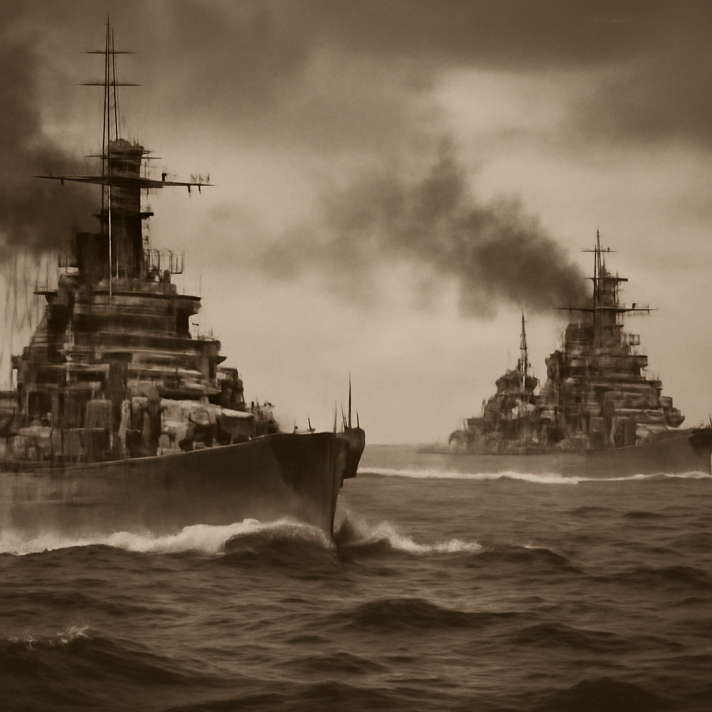 German warship Bismarck during May 1941 Operation Rheinübung naval battle North Atlantic