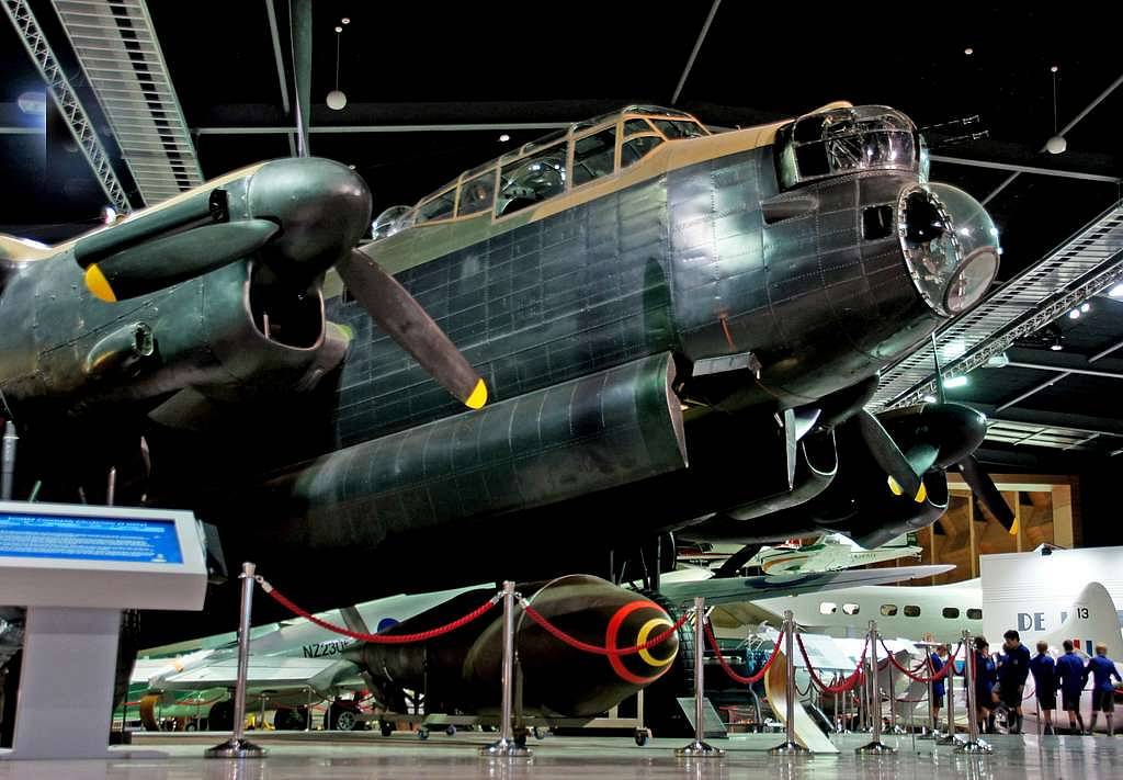 B-17 Flying Fortress bomber on static display, primary Lancaster competitor in WWII strategic bombing campaigns.