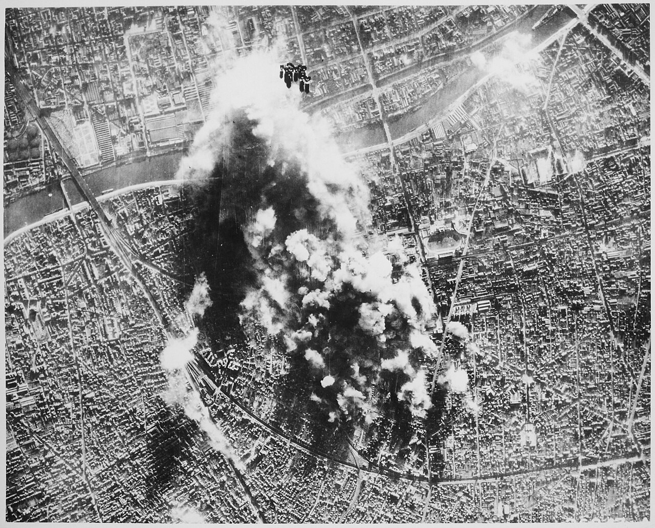American B-17 Flying Fortress bombers in formation during World War II strategic bombing campaign