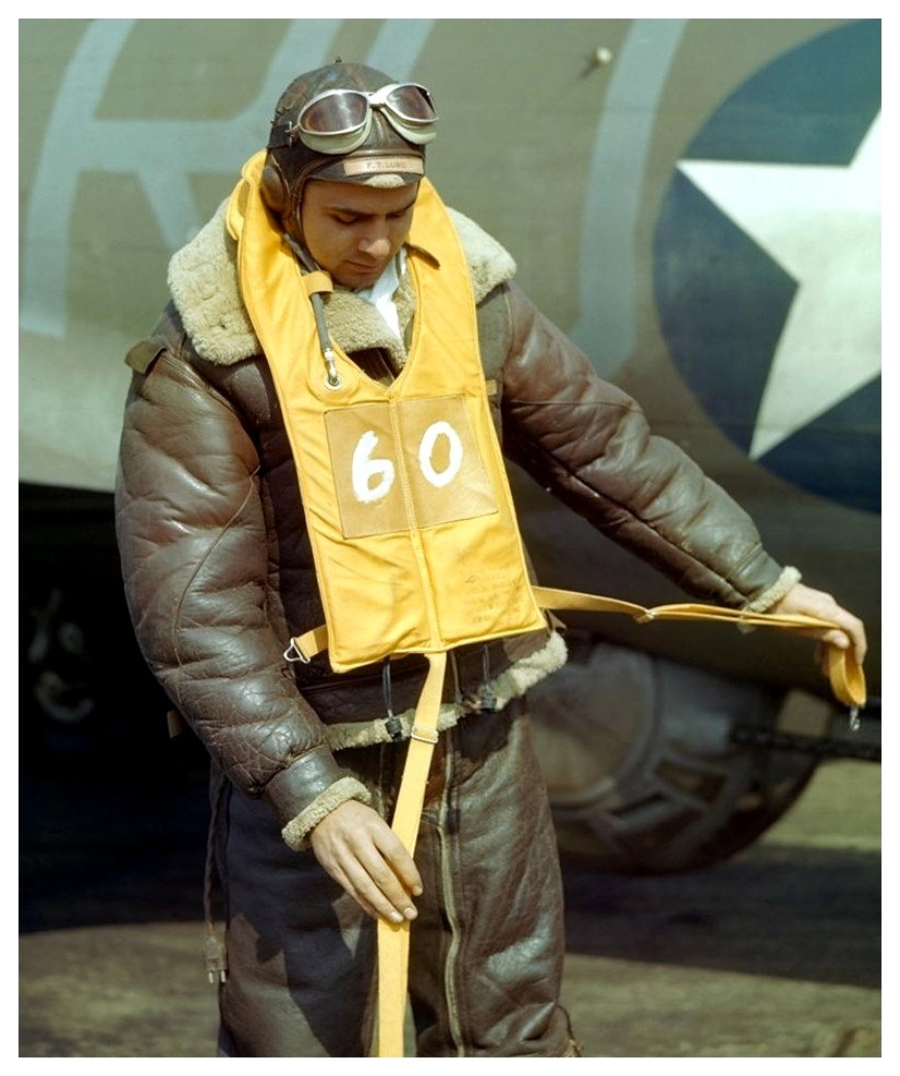 Eighth Air Force gunner in flight gear