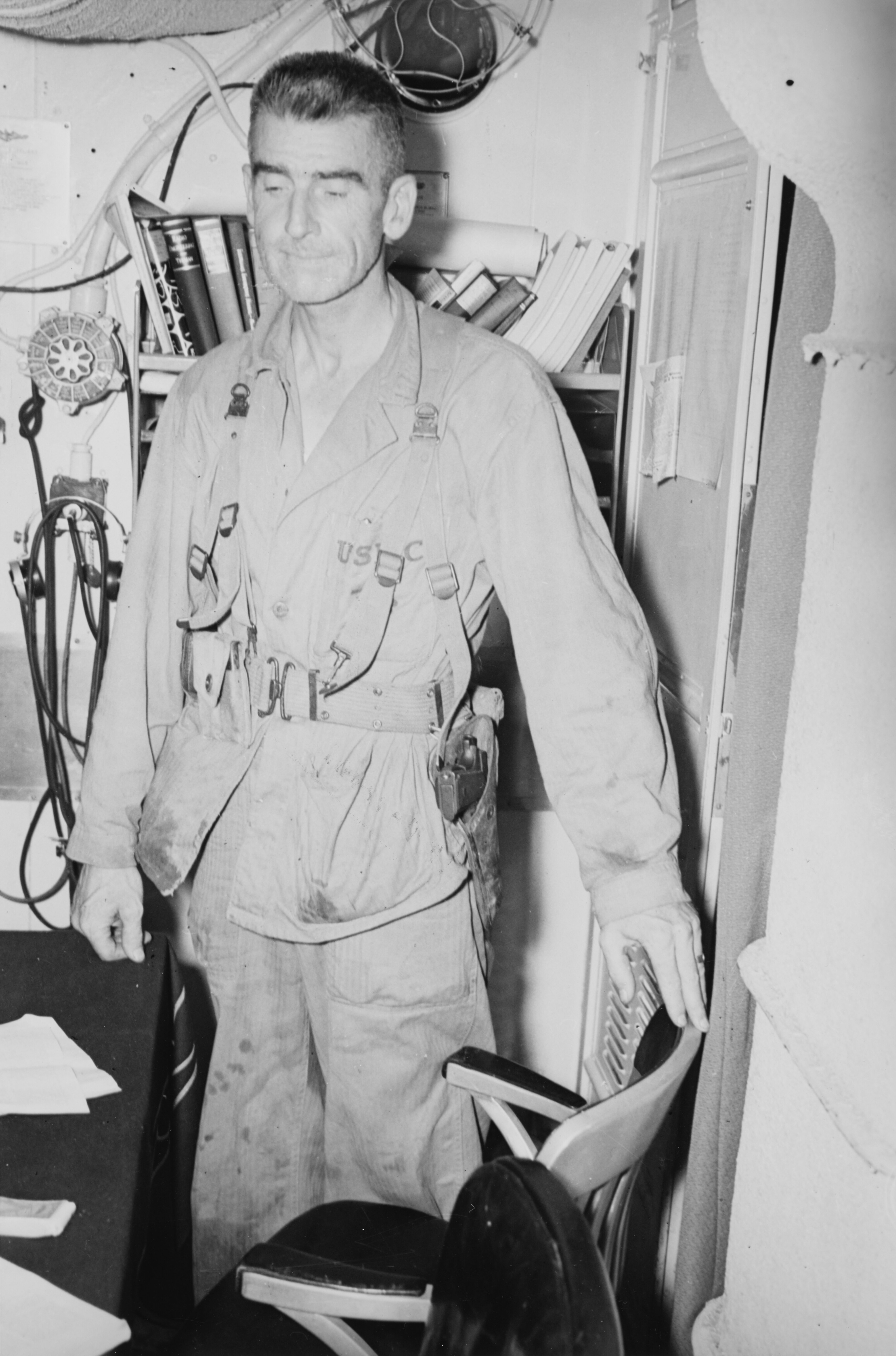 Evans Carlson aboard the submarine USS Nautilus