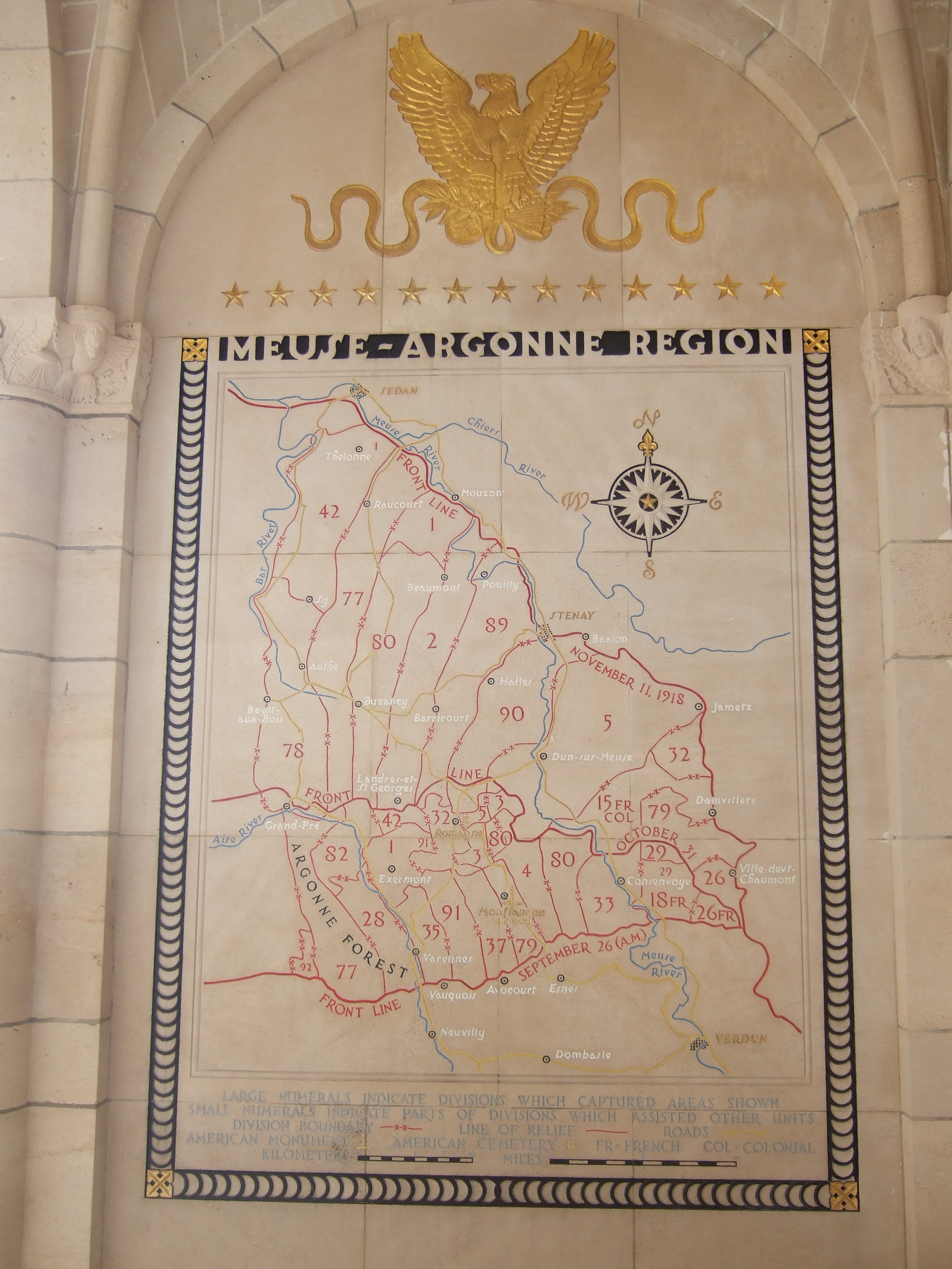 Carte offensive 1918 Meuse Argonne Cimetiere americain Romagne sous Montfaucon.jpg