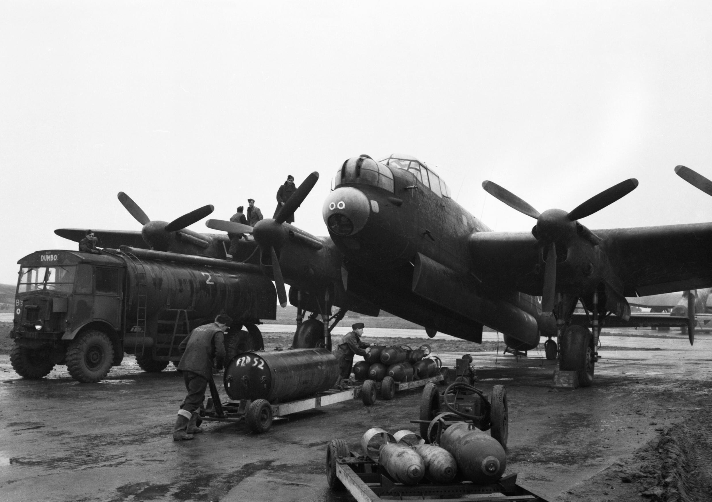 B-17 Flying Fortress bomber aircraft during strategic bombing raid over industrial Ruhr Valley in World War II