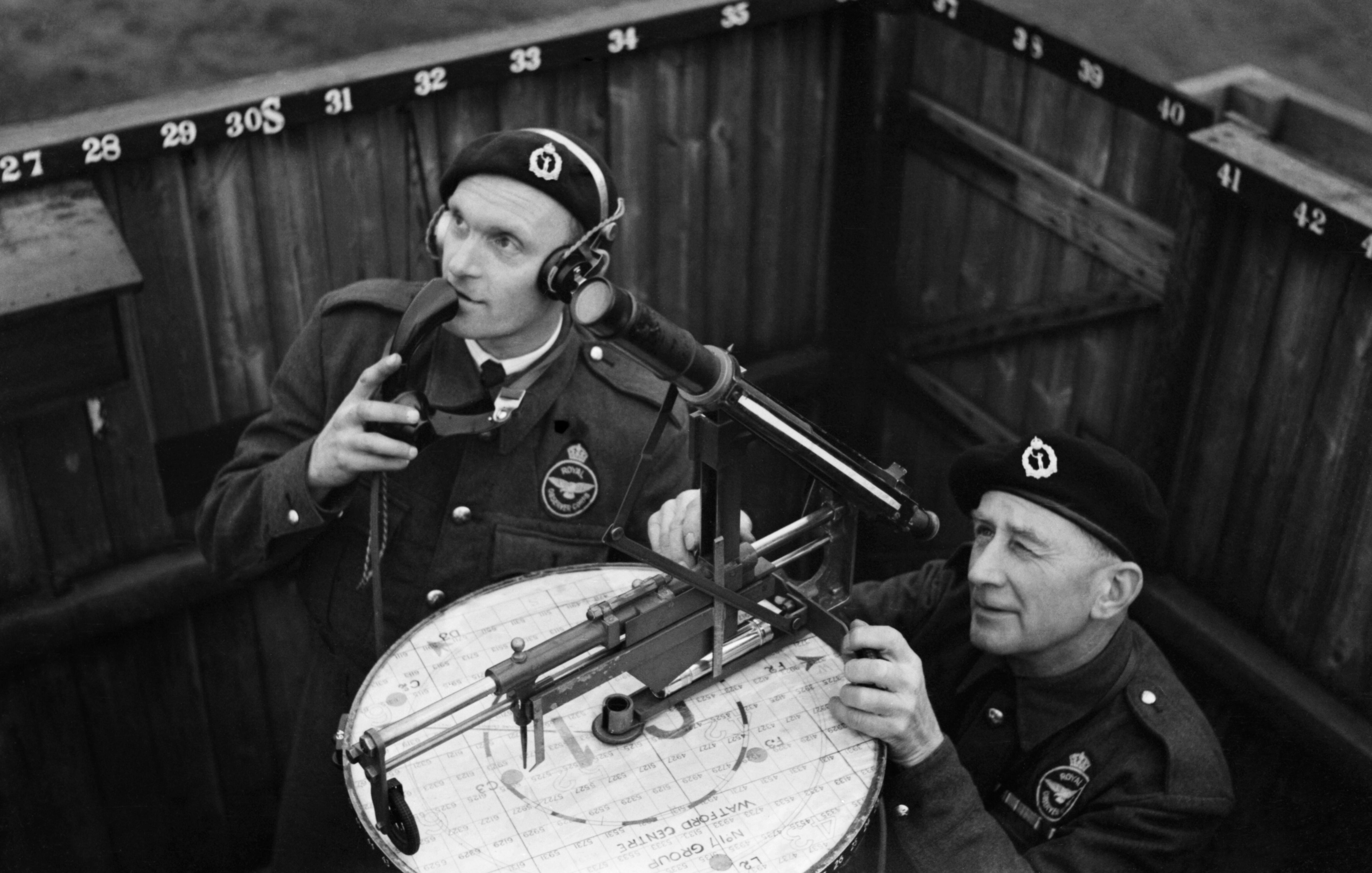 Supermarine Spitfire fighter aircraft from Battle of Britain era when Royal Observer Corps provided vital ground-based radar 